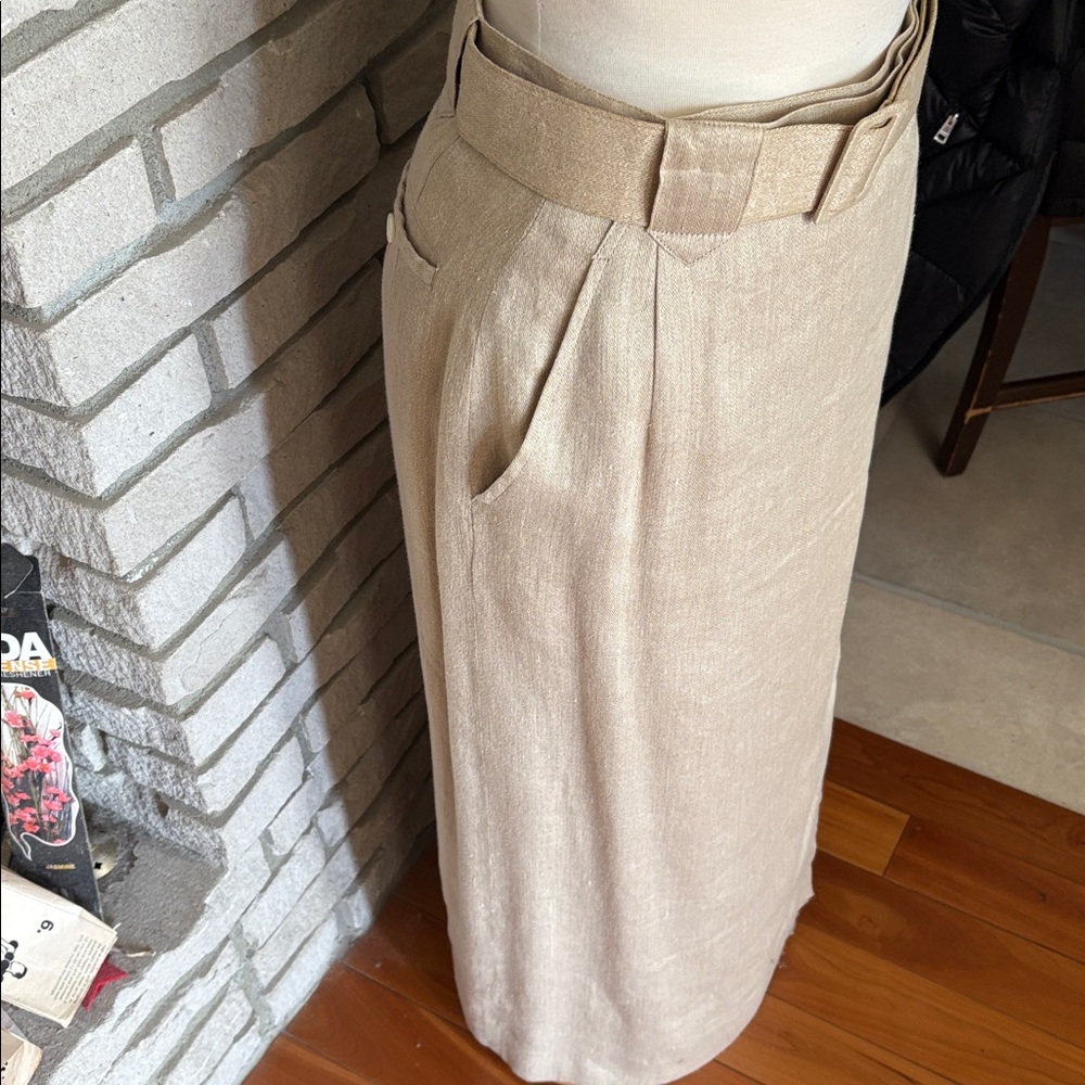 Ports international Beige, High waisted Wrap, Maxi Skirt with Belt: linen/cotton - Picture 5 of 12